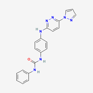molecular formula C20H17N7O B2676970 1-(4-((6-(1H-吡唑-1-基)吡啶并[3,4-d]嘧啶-3-基)氨基)苯基)-3-苯基脲 CAS No. 1013759-23-3