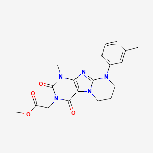 molecular formula C19H21N5O4 B2676983 methyl 2-[1-methyl-9-(3-methylphenyl)-2,4-dioxo-7,8-dihydro-6H-purino[7,8-a]pyrimidin-3-yl]acetate CAS No. 845636-03-5