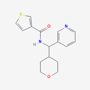 molecular formula C16H18N2O2S B2676984 N-(pyridin-3-yl(tetrahydro-2H-pyran-4-yl)methyl)thiophene-3-carboxamide CAS No. 2034456-11-4