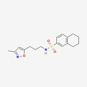 molecular formula C17H22N2O3S B2676989 N-(3-(3-methylisoxazol-5-yl)propyl)-5,6,7,8-tetrahydronaphthalene-2-sulfonamide CAS No. 2034244-94-3