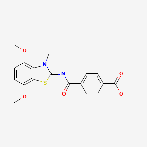 molecular formula C19H18N2O5S B2677014 Methyl 4-[(4,7-dimethoxy-3-methyl-1,3-benzothiazol-2-ylidene)carbamoyl]benzoate CAS No. 868370-00-7
