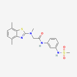 molecular formula C19H22N4O3S2 B2677017 2-((4,7-dimethylbenzo[d]thiazol-2-yl)(methyl)amino)-N-(3-(methylsulfonamido)phenyl)acetamide CAS No. 1351630-37-9