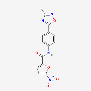 molecular formula C14H10N4O5 B2677029 N-(4-(3-methyl-1,2,4-oxadiazol-5-yl)phenyl)-5-nitrofuran-2-carboxamide CAS No. 1226429-88-4
