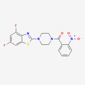 molecular formula C18H14F2N4O3S B2677046 (4-(4,6-Difluorobenzo[d]thiazol-2-yl)piperazin-1-yl)(2-nitrophenyl)methanone CAS No. 897482-16-5