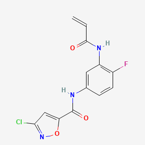 molecular formula C13H9ClFN3O3 B2677049 3-Chloro-N-[4-fluoro-3-(prop-2-enoylamino)phenyl]-1,2-oxazole-5-carboxamide CAS No. 2361727-47-9