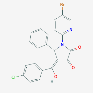 molecular formula C22H14BrClN2O3 B267705 1-(5-bromo-2-pyridinyl)-4-(4-chlorobenzoyl)-3-hydroxy-5-phenyl-1,5-dihydro-2H-pyrrol-2-one 