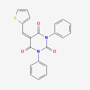 molecular formula C21H14N2O3S B2677050 1,3-Diphenyl-5-(thiophen-2-ylmethylidene)-1,3-diazinane-2,4,6-trione CAS No. 1023431-52-8