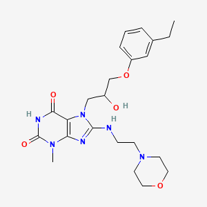 molecular formula C23H32N6O5 B2677052 7-(3-(3-ethylphenoxy)-2-hydroxypropyl)-3-methyl-8-((2-morpholinoethyl)amino)-1H-purine-2,6(3H,7H)-dione CAS No. 941964-98-3