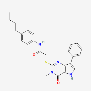 molecular formula C25H26N4O2S B2677053 N-(4-butylphenyl)-2-[(3-methyl-4-oxo-7-phenyl-4,5-dihydro-3H-pyrrolo[3,2-d]pyrimidin-2-yl)sulfanyl]acetamide CAS No. 1261004-73-2