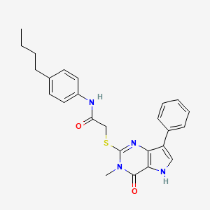 molecular formula C25H26N4O2S B2677053 N-(4-butylphenyl)-2-({3-methyl-4-oxo-7-phenyl-3H,4H,5H-pyrrolo[3,2-d]pyrimidin-2-yl}sulfanyl)acetamide CAS No. 1261004-73-2