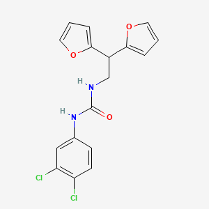 molecular formula C17H14Cl2N2O3 B2677059 1-(2,2-Di(furan-2-yl)ethyl)-3-(3,4-dichlorophenyl)urea CAS No. 2185590-64-9