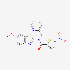 molecular formula C19H14N4O4S2 B2677063 N-(6-methoxybenzo[d]thiazol-2-yl)-5-nitro-N-(pyridin-2-ylmethyl)thiophene-2-carboxamide CAS No. 900005-59-6