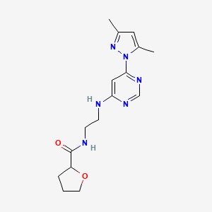 N-(2-((6-(3,5-dimethyl-1H-pyrazol-1-yl)pyrimidin-4-yl)amino)ethyl)tetrahydrofuran-2-carboxamide