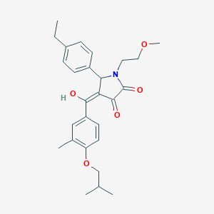 molecular formula C27H33NO5 B267708 5-(4-ethylphenyl)-3-hydroxy-4-(4-isobutoxy-3-methylbenzoyl)-1-(2-methoxyethyl)-1,5-dihydro-2H-pyrrol-2-one 