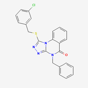 molecular formula C23H17ClN4OS B2677080 4-Benzyl-1-[(3-chlorophenyl)methylsulfanyl]-[1,2,4]triazolo[4,3-a]quinazolin-5-one CAS No. 849679-54-5