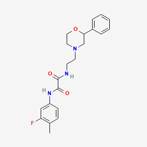 molecular formula C21H24FN3O3 B2677088 N1-(3-fluoro-4-methylphenyl)-N2-(2-(2-phenylmorpholino)ethyl)oxalamide CAS No. 954003-93-1