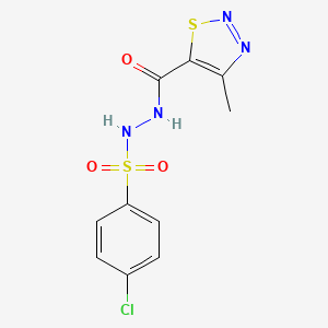 molecular formula C10H9ClN4O3S2 B2677091 4-氯-N'-[(4-甲基-1,2,3-噻二唑-5-基)羰基]苯磺酰腙 CAS No. 477872-10-9
