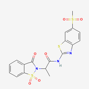 2-(1,1-dioxido-3-oxobenzo[d]isothiazol-2(3H)-yl)-N-(6-(methylsulfonyl)benzo[d]thiazol-2-yl)propanamide