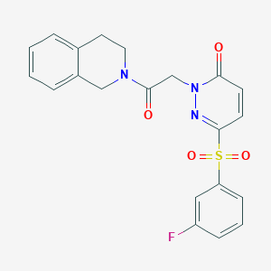 molecular formula C21H18FN3O4S B2677111 2-(2-(3,4-dihydroisoquinolin-2(1H)-yl)-2-oxoethyl)-6-((3-fluorophenyl)sulfonyl)pyridazin-3(2H)-one CAS No. 1251634-83-9