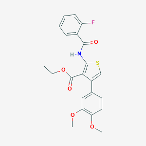 molecular formula C22H20FNO5S B267712 Ethyl 4-(3,4-dimethoxyphenyl)-2-[(2-fluorobenzoyl)amino]thiophene-3-carboxylate 