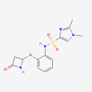 molecular formula C14H16N4O4S B2677120 1,2-dimethyl-N-{2-[(4-oxoazetidin-2-yl)oxy]phenyl}-1H-imidazole-4-sulfonamide CAS No. 2094375-27-4