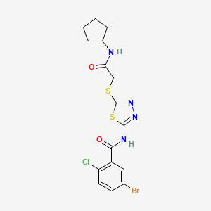 molecular formula C16H16BrClN4O2S2 B2677132 5-bromo-2-chloro-N-(5-((2-(cyclopentylamino)-2-oxoethyl)thio)-1,3,4-thiadiazol-2-yl)benzamide CAS No. 868974-99-6