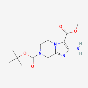 molecular formula C13H20N4O4 B2677141 7-O-叔丁基-3-O-甲基-2-氨基-6,8-二氢-5H-咪唑并[1,2-a]吡嗪-3,7-二羧酸酯 CAS No. 2551115-67-2