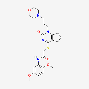 molecular formula C24H32N4O5S B2677182 N-(2,5-dimethoxyphenyl)-2-((1-(3-morpholinopropyl)-2-oxo-2,5,6,7-tetrahydro-1H-cyclopenta[d]pyrimidin-4-yl)thio)acetamide CAS No. 898444-82-1