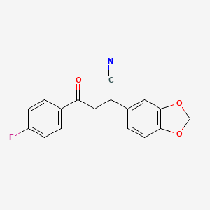 molecular formula C17H12FNO3 B2677183 2-(1,3-Benzodioxol-5-yl)-4-(4-fluorophenyl)-4-oxobutanenitrile CAS No. 329701-01-1