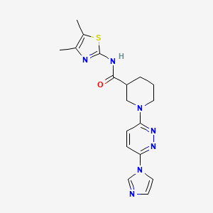 molecular formula C18H21N7OS B2677184 1-(6-(1H-imidazol-1-yl)pyridazin-3-yl)-N-(4,5-dimethylthiazol-2-yl)piperidine-3-carboxamide CAS No. 1286732-12-4