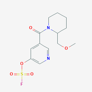 molecular formula C13H17FN2O5S B2677189 3-Fluorosulfonyloxy-5-[2-(methoxymethyl)piperidine-1-carbonyl]pyridine CAS No. 2418645-42-6