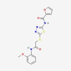 molecular formula C16H14N4O4S2 B2677213 N-[5-[2-(2-methoxyanilino)-2-oxoethyl]sulfanyl-1,3,4-thiadiazol-2-yl]furan-2-carboxamide CAS No. 893350-52-2