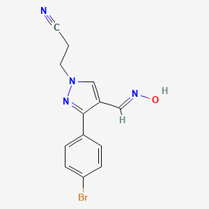 (E)-3-(3-(4-bromophenyl)-4-((hydroxyimino)methyl)-1H-pyrazol-1-yl)propanenitrile