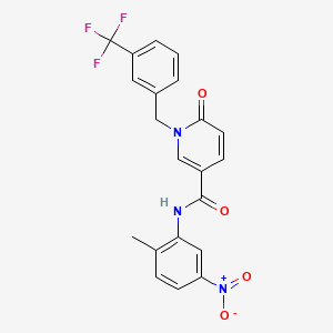 molecular formula C21H16F3N3O4 B2677221 N-(2-methyl-5-nitrophenyl)-6-oxo-1-(3-(trifluoromethyl)benzyl)-1,6-dihydropyridine-3-carboxamide CAS No. 941973-52-0