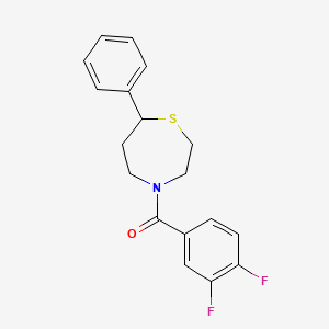 molecular formula C18H17F2NOS B2677230 (3,4-Difluorophenyl)(7-phenyl-1,4-thiazepan-4-yl)methanone CAS No. 1797092-30-8