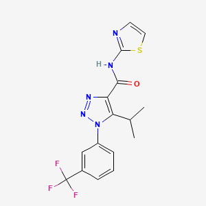 molecular formula C16H14F3N5OS B2677232 5-(propan-2-yl)-N-(1,3-thiazol-2-yl)-1-[3-(trifluoromethyl)phenyl]-1H-1,2,3-triazole-4-carboxamide CAS No. 954852-21-2