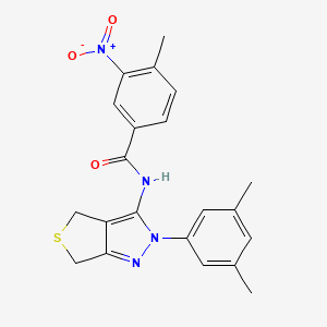 molecular formula C21H20N4O3S B2677243 N-[2-(3,5-dimethylphenyl)-4,6-dihydrothieno[3,4-c]pyrazol-3-yl]-4-methyl-3-nitrobenzamide CAS No. 396722-05-7