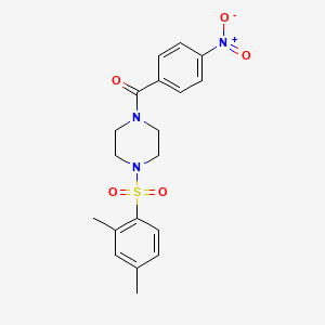 molecular formula C19H21N3O5S B2677246 1-(2,4-Dimethylbenzenesulfonyl)-4-(4-nitrobenzoyl)piperazine CAS No. 501104-64-9
