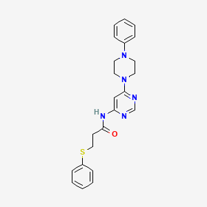 N-(6-(4-phenylpiperazin-1-yl)pyrimidin-4-yl)-3-(phenylthio)propanamide