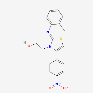 molecular formula C18H17N3O3S B2677269 (Z)-2-(4-(4-nitrophenyl)-2-(o-tolylimino)thiazol-3(2H)-yl)ethanol CAS No. 905778-19-0
