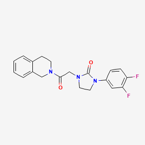 molecular formula C20H19F2N3O2 B2677307 1-(3,4-difluorophenyl)-3-(2-(3,4-dihydroisoquinolin-2(1H)-yl)-2-oxoethyl)imidazolidin-2-one CAS No. 1251546-34-5