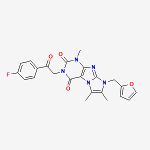 molecular formula C23H20FN5O4 B2677308 3-(2-(4-fluorophenyl)-2-oxoethyl)-8-(furan-2-ylmethyl)-1,6,7-trimethyl-1H-imidazo[2,1-f]purine-2,4(3H,8H)-dione CAS No. 896314-46-8