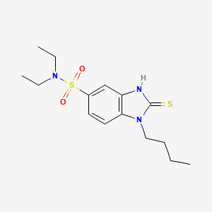 molecular formula C15H23N3O2S2 B2677310 1-butyl-N,N-diethyl-2-sulfanyl-1H-1,3-benzodiazole-5-sulfonamide CAS No. 729561-79-9