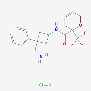N-[3-(Aminomethyl)-3-phenylcyclobutyl]-6-(trifluoromethyl)-2,5-dihydropyran-6-carboxamide;hydrochloride