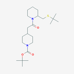 molecular formula C22H40N2O3S B2677351 Tert-butyl 4-(2-(2-((tert-butylthio)methyl)piperidin-1-yl)-2-oxoethyl)piperidine-1-carboxylate CAS No. 2034466-89-0