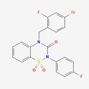 molecular formula C20H13BrF2N2O3S B2677361 4-(4-bromo-2-fluorobenzyl)-2-(4-fluorophenyl)-2H-1,2,4-benzothiadiazin-3(4H)-one 1,1-dioxide CAS No. 893790-36-8