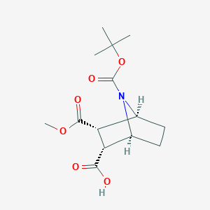 molecular formula C14H21NO6 B2677362 (1S,2R,3S,4S)-7-[(tert-butoxy)carbonyl]-3-(methoxycarbonyl)-7-azabicyclo[2.2.1]heptane-2-carboxylic acid CAS No. 1820579-41-6
