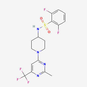 molecular formula C17H17F5N4O2S B2677363 2,6-difluoro-N-(1-(2-methyl-6-(trifluoromethyl)pyrimidin-4-yl)piperidin-4-yl)benzenesulfonamide CAS No. 2034407-48-0