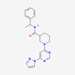 molecular formula C21H24N6O B2677365 1-(6-(1H-pyrazol-1-yl)pyrimidin-4-yl)-N-(1-phenylethyl)piperidine-3-carboxamide CAS No. 1334375-45-9