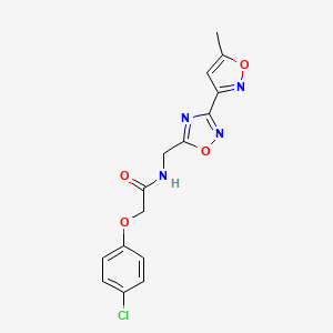 molecular formula C15H13ClN4O4 B2677367 2-(4-chlorophenoxy)-N-((3-(5-methylisoxazol-3-yl)-1,2,4-oxadiazol-5-yl)methyl)acetamide CAS No. 2034459-93-1